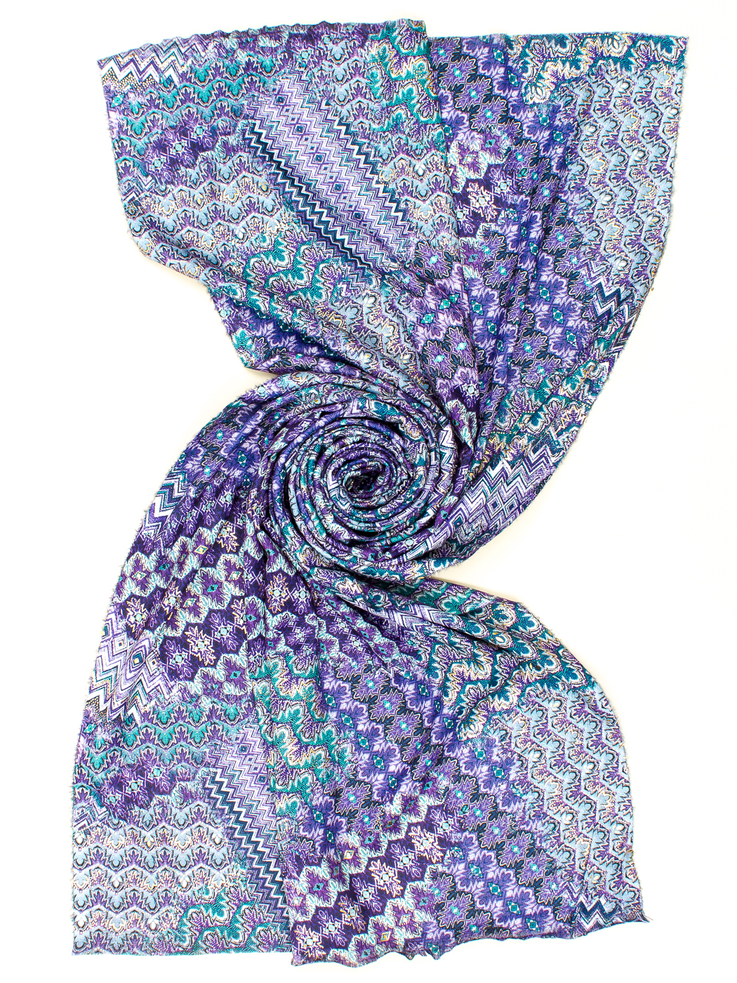 STOLA STAMPA MICRO DESIGN LUREX, 75X185 - PURPLE